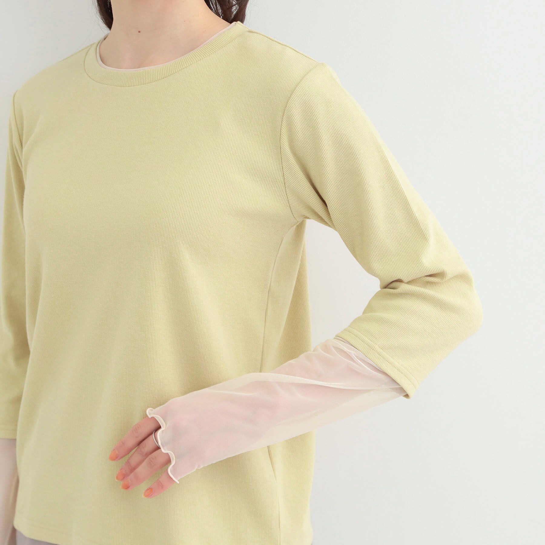 SHOO･LA･RUE「【S-LL】レイヤードスタイルに チュール切替ロンT」|Tシャツ・カットソー|