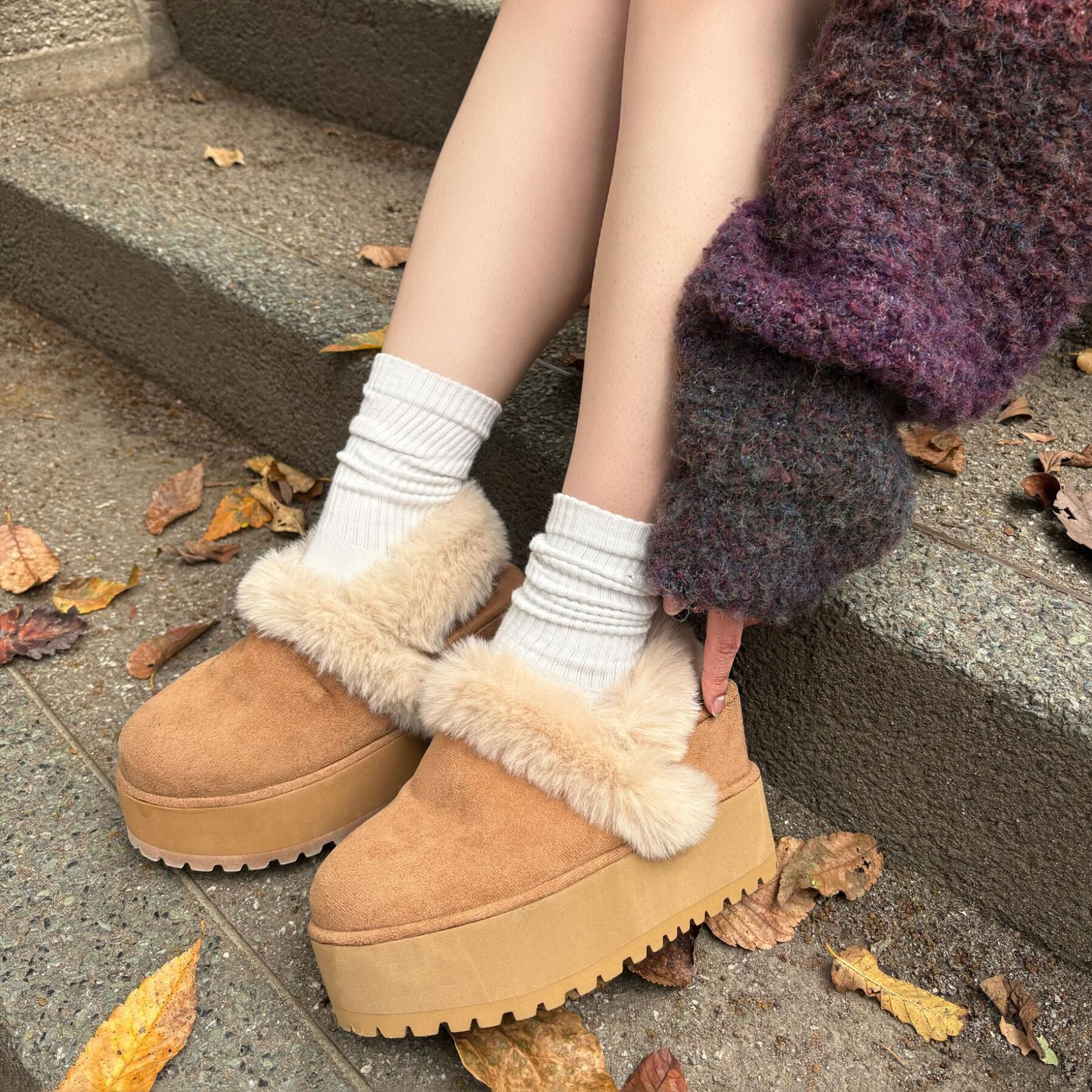 ESPERANZA「厚底2WAYフェイクムートンサボ」|ショートブーツ|