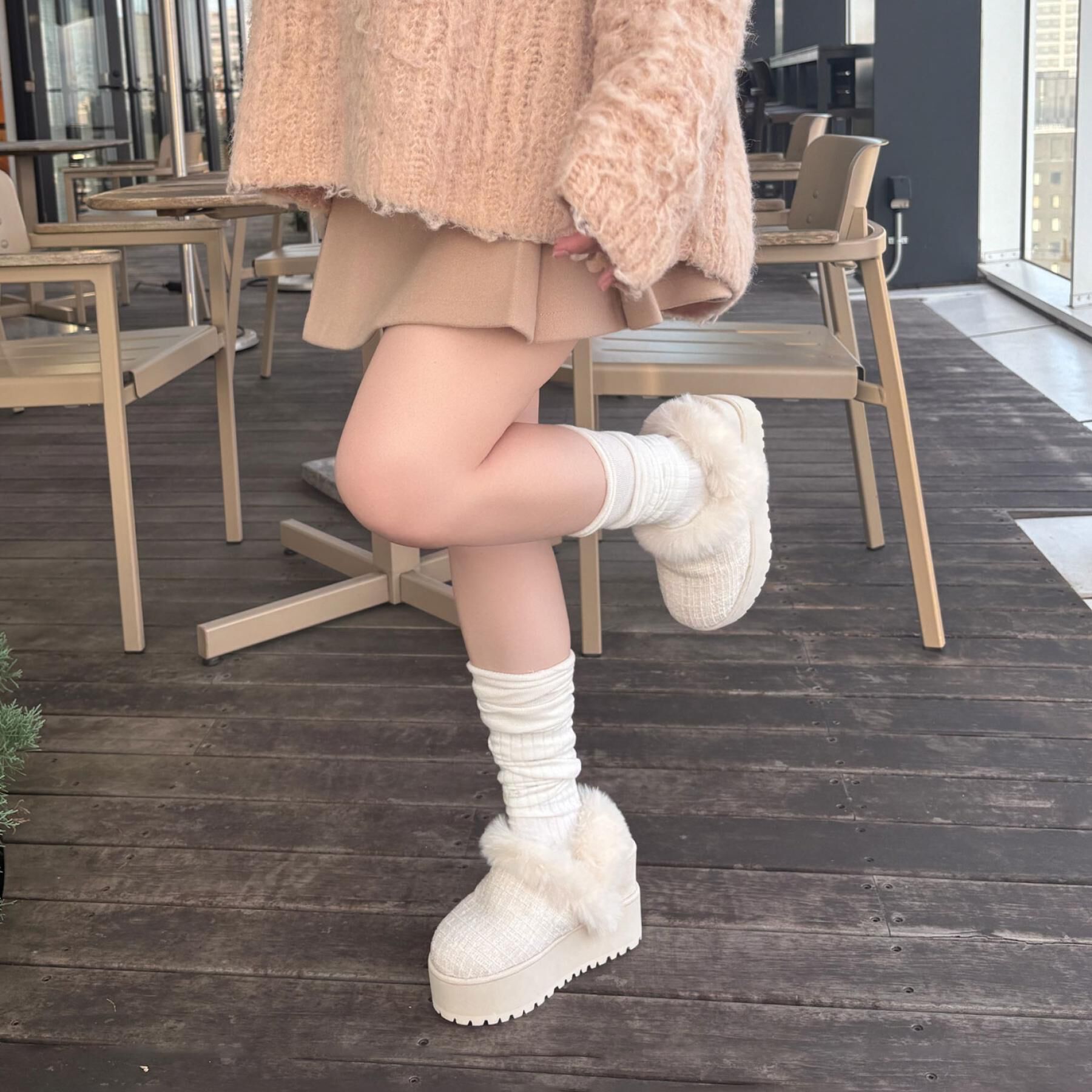 ESPERANZA「厚底2WAYフェイクムートンサボ」|ショートブーツ|