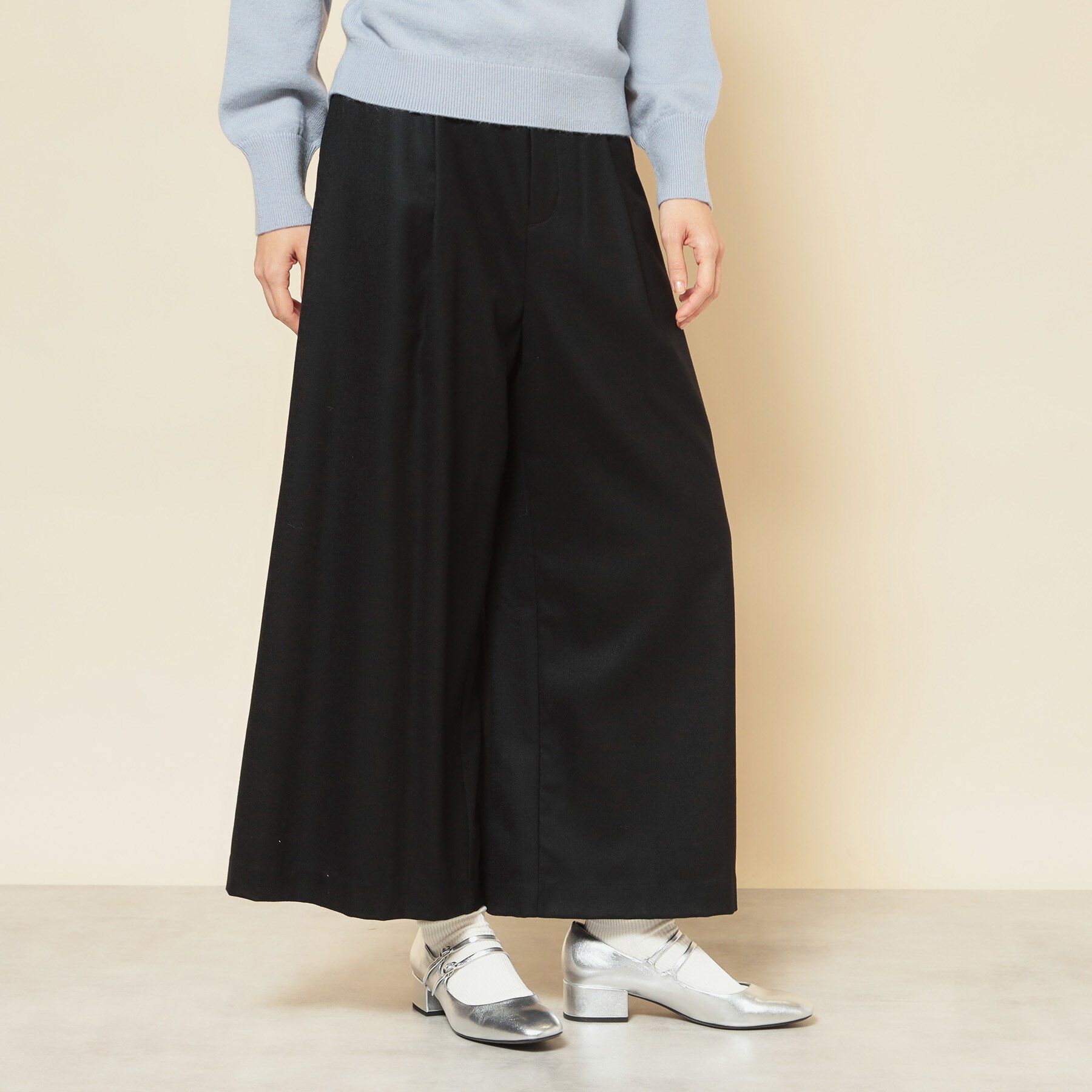 SunaUna「【COLLECTION LINE】ベルト付ガウチョパンツ」|その他|ブラック(019)