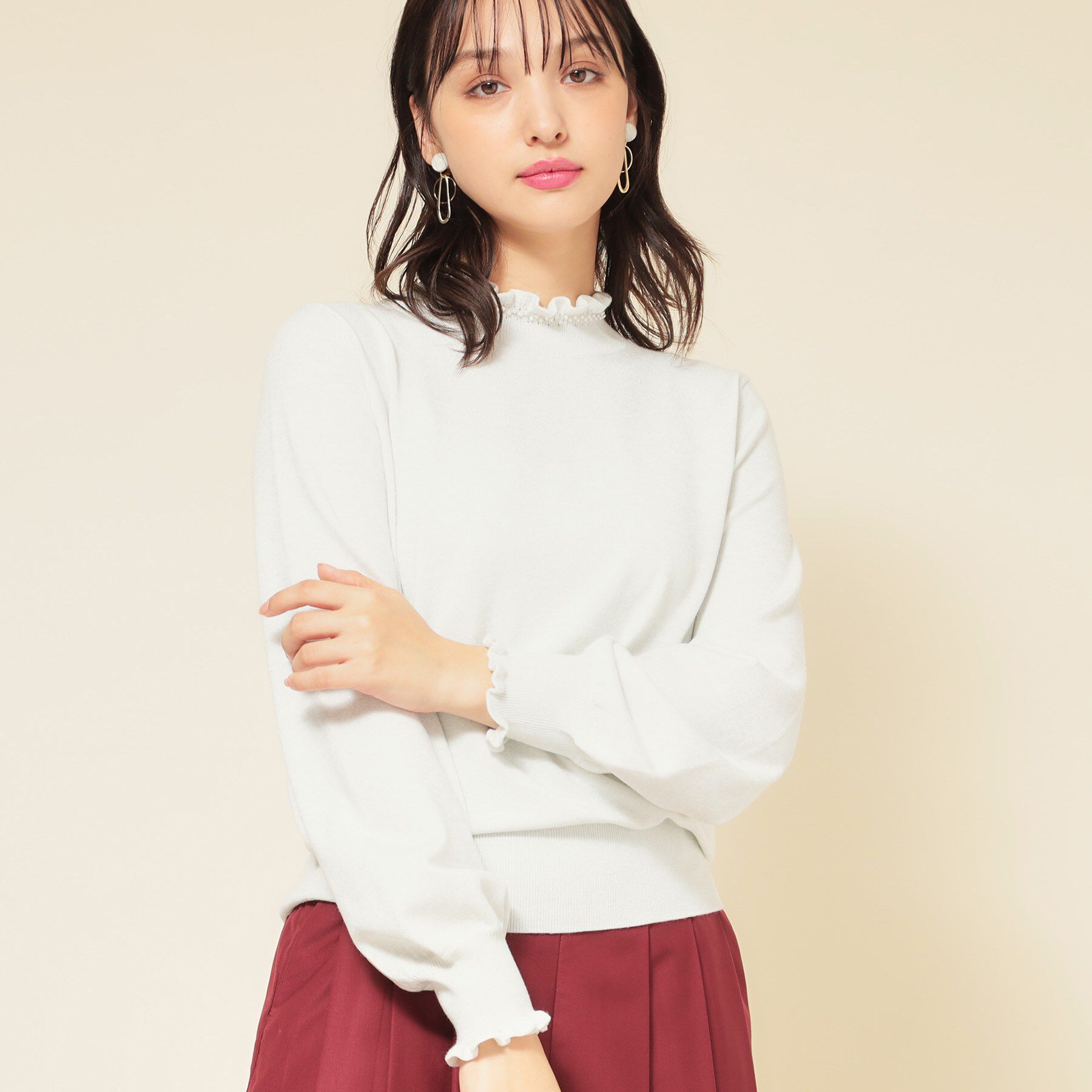 SunaUna「【SS～Lサイズ展開／6色展開】パール調ニット」|ニット・セーター|