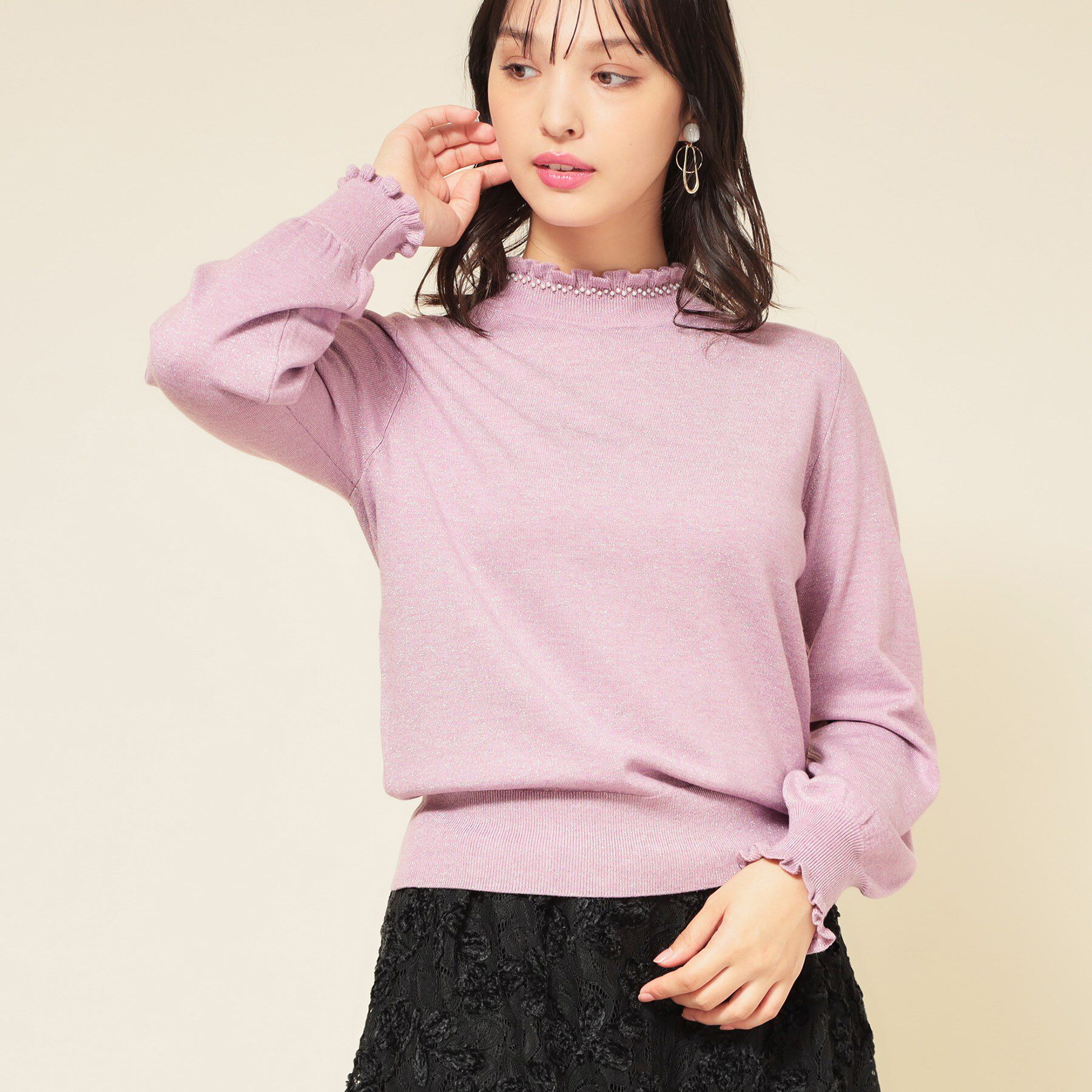 SunaUna「【SS～Lサイズ展開／6色展開】パール調ニット」|ニット・セーター|