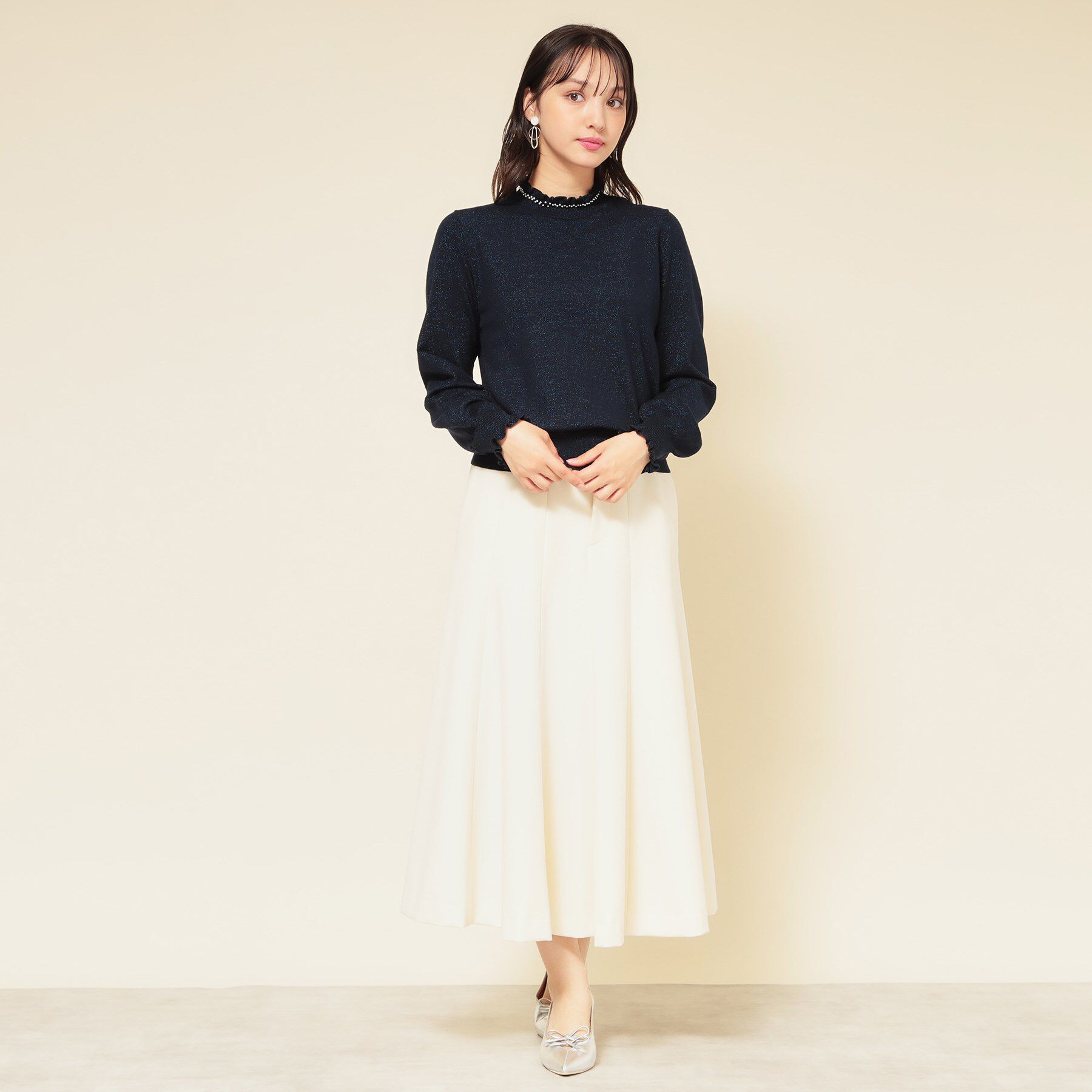 SunaUna「【SS～Lサイズ展開／6色展開】パール調ニット」|ニット・セーター|