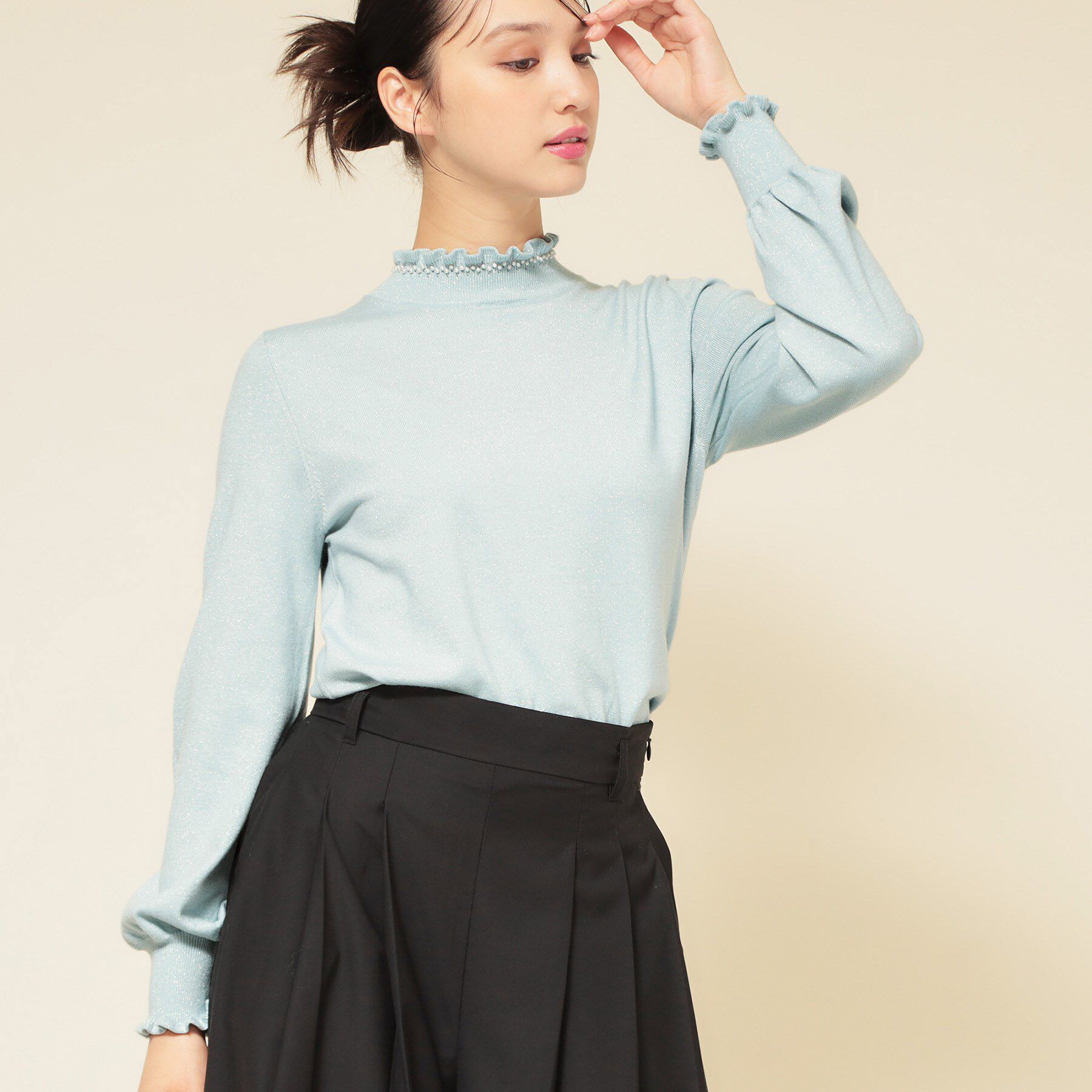 SunaUna「【SS～Lサイズ展開／6色展開】パール調ニット」|ニット・セーター|ミントグリーン(02