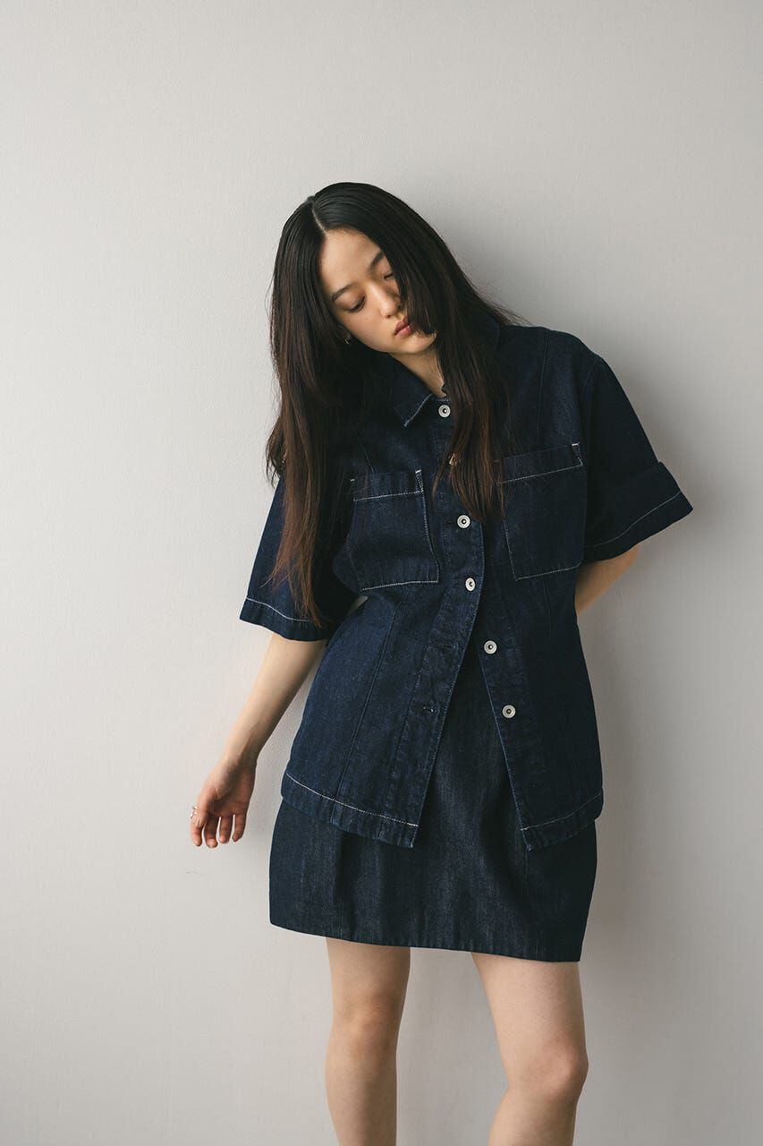 STYLEMIXER「ハーフスリーブシェイプデニムシャツ」|シャツ・ブラウス|