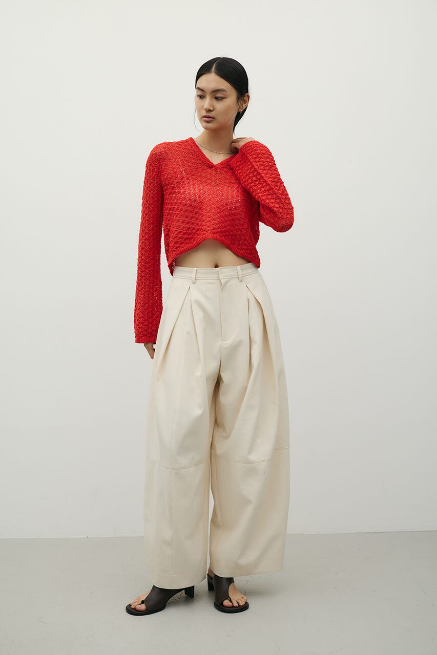 STYLEMIXER「アイレットレースフーディー」|ニット・セーター|RED