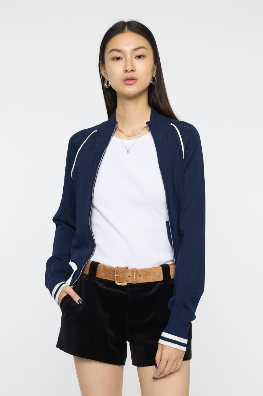 MOUSSY「MIX PATTERN KNIT TRACK トップス」|ニット・セーター|NVY