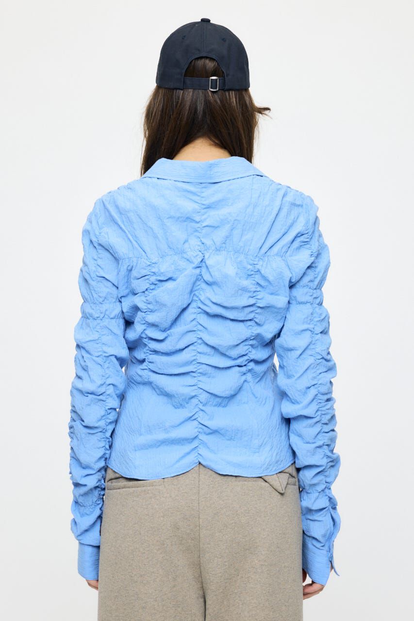 MOUSSY「BUTTON UP SHIRRING シャツ」|シャツ・ブラウス|