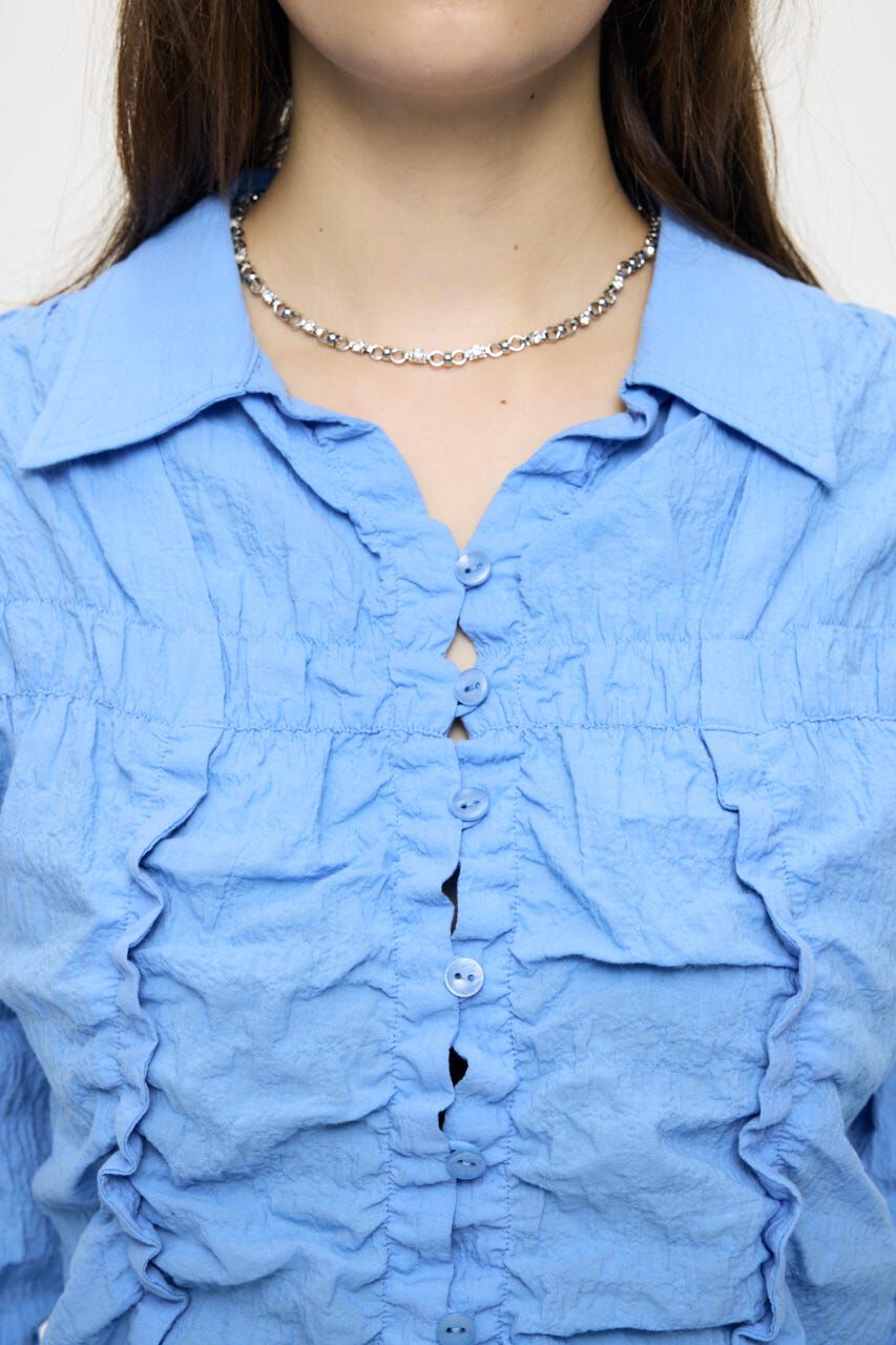 MOUSSY「BUTTON UP SHIRRING シャツ」|シャツ・ブラウス|