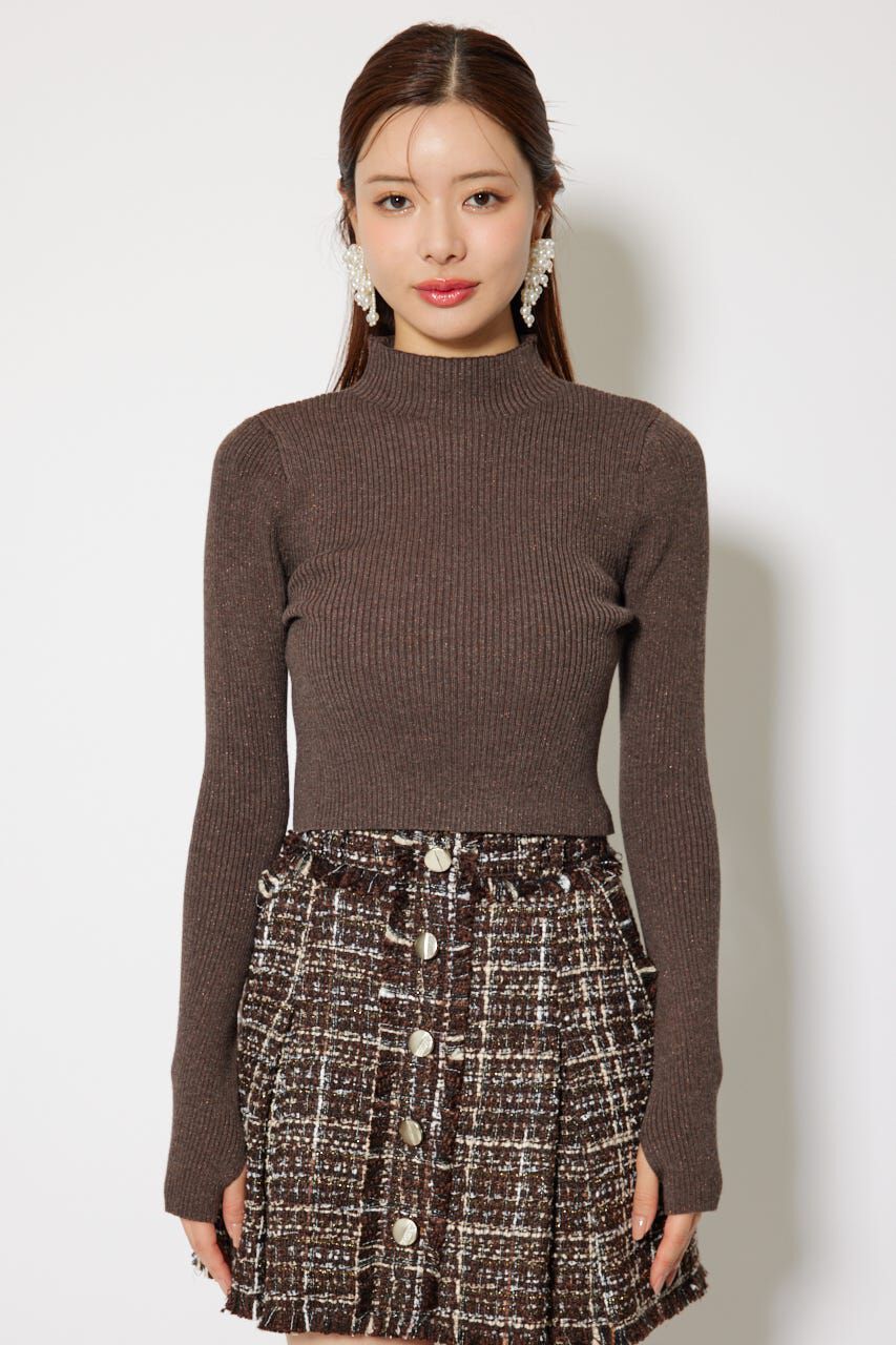 rienda「サムホール付きウォッシャブルハイネックニットトップス」|ニット・セーター|