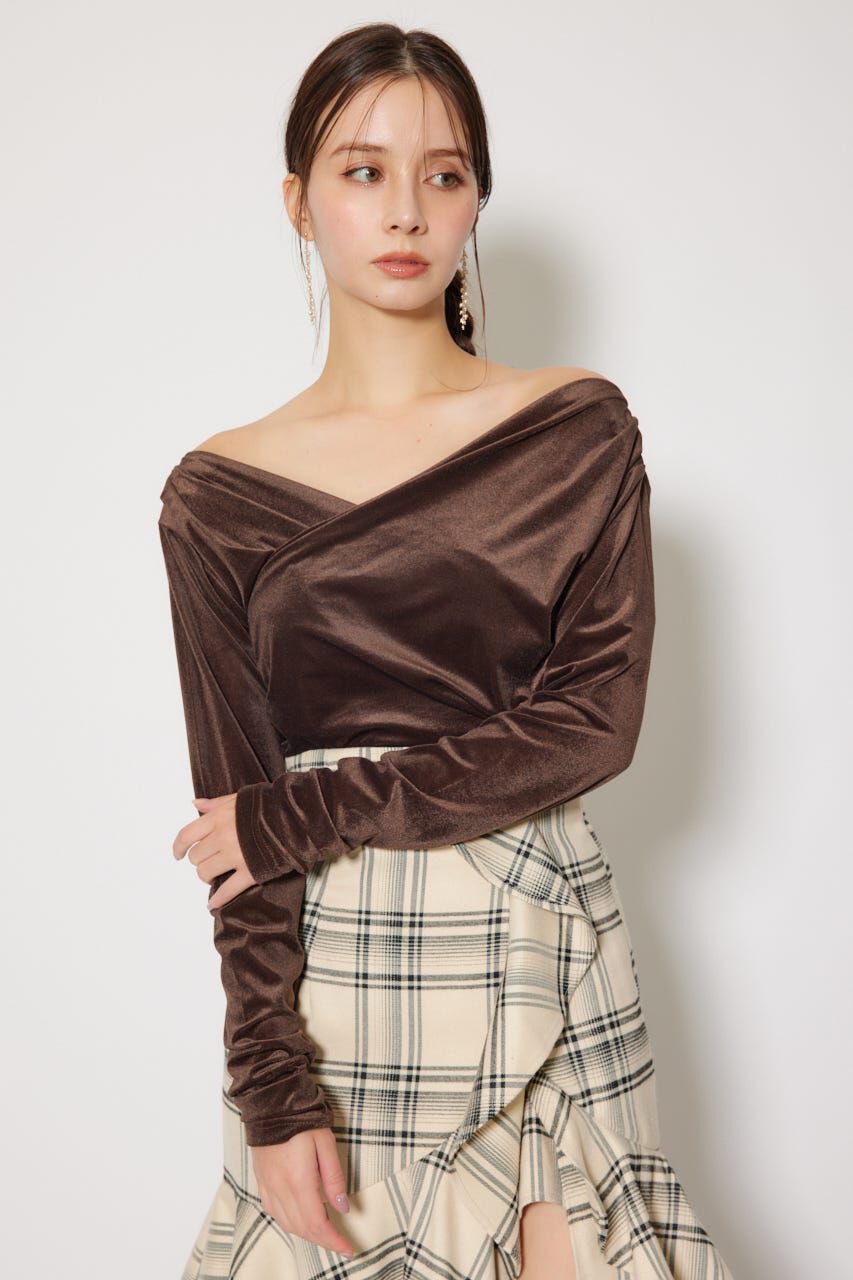 rienda「ソフティーカットオフショルトップス」|Tシャツ・カットソー|BRN