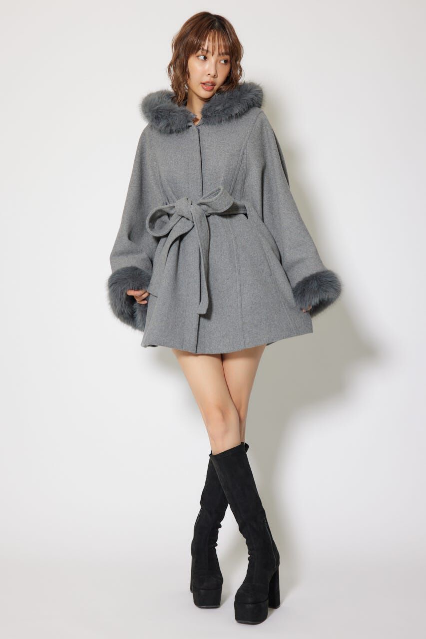 rienda「ウールMIXフードポンチョコート」|その他|