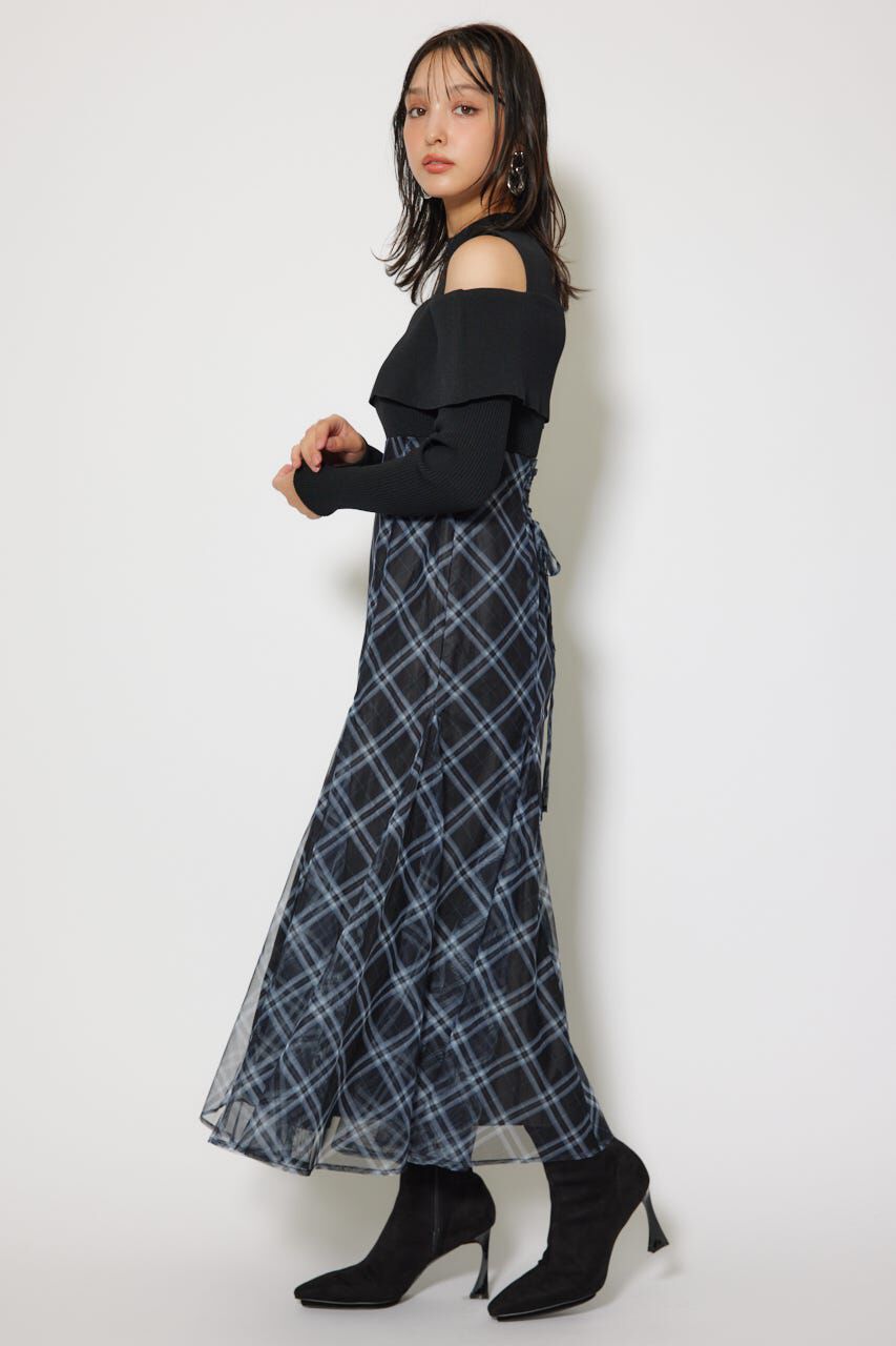 rienda「ドッキングオフショルニットフレアワンピース」|ワンピース|