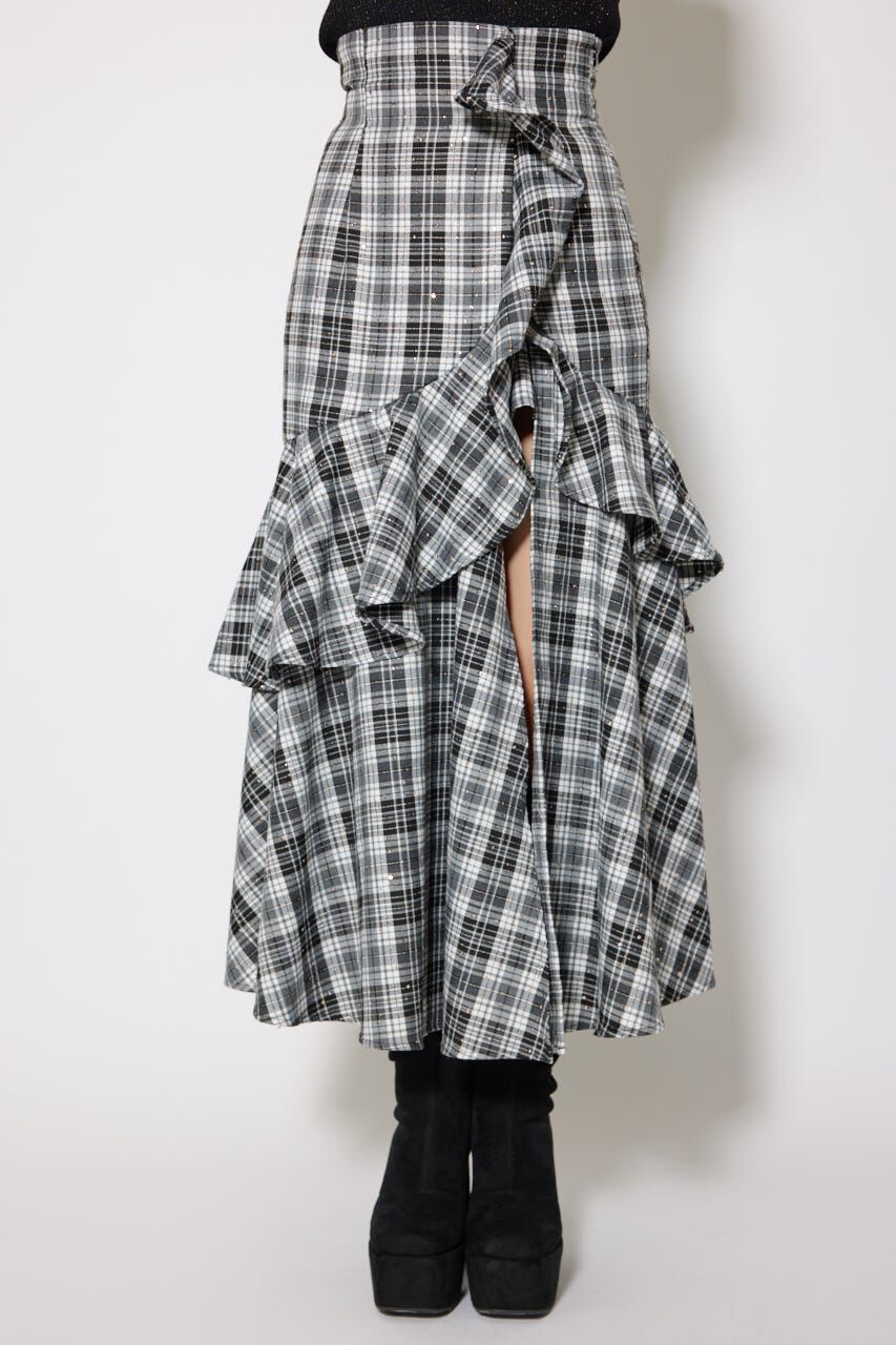 rienda「チェックフリルスリットスコートショートパンツ」|その他|