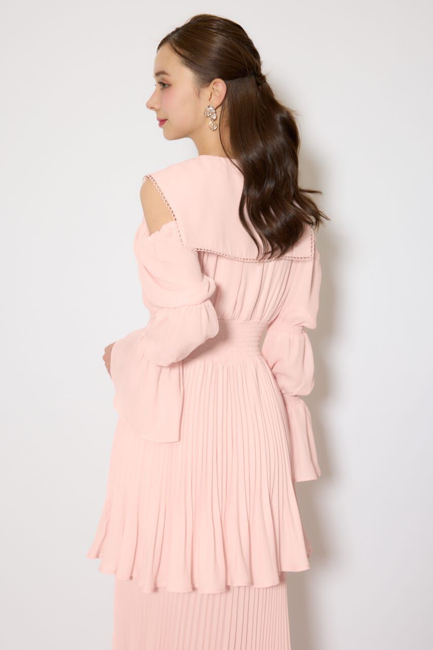 rienda「BIGカラープリーツフレアワンピース」|ワンピース|