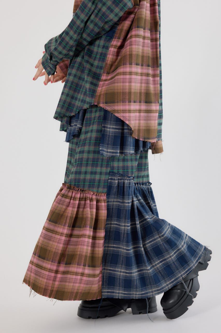 RODEO CROWNS「ランダムティアードチェックスカート」|スカート|
