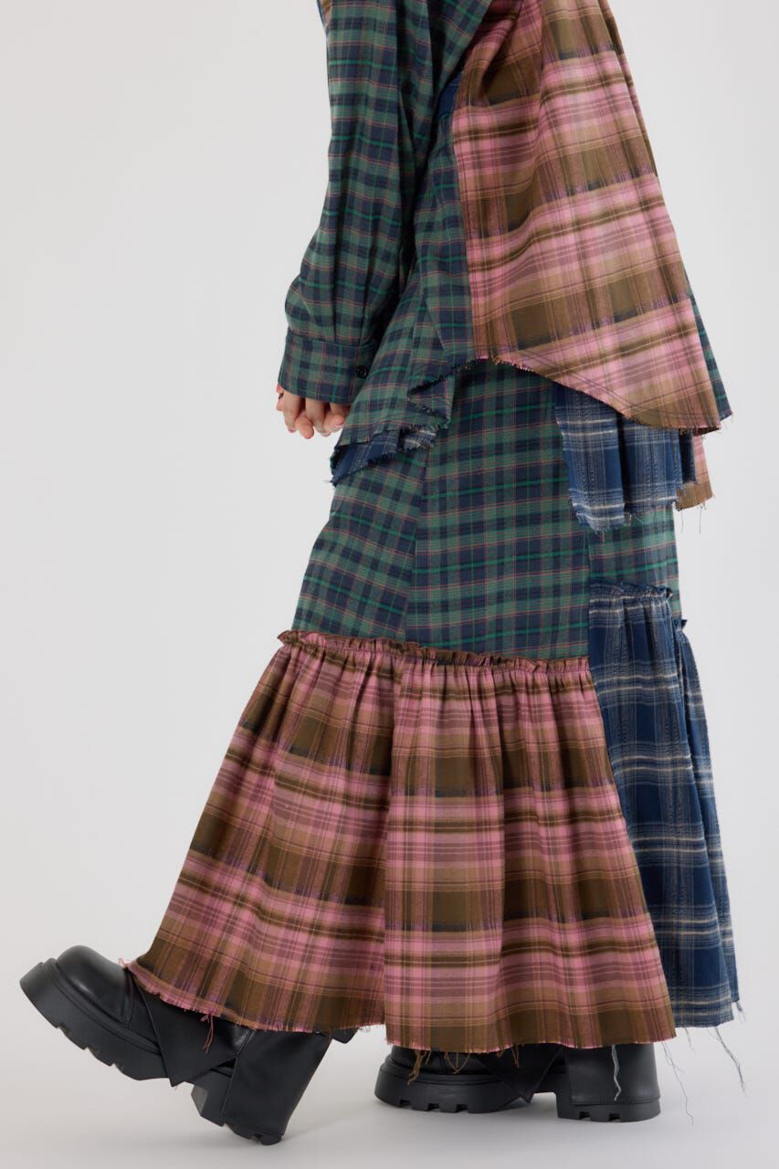 RODEO CROWNS「ランダムティアードチェックスカート」|スカート|