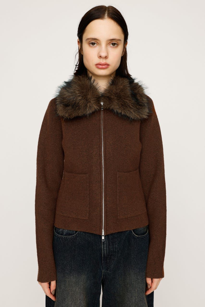 SLY「F／FUR COLLAR KNIT トップス」|その他|