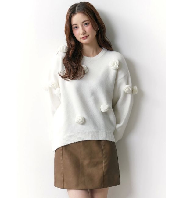 CALNAMUR「バラモチーフニット」|ニット・セーター|