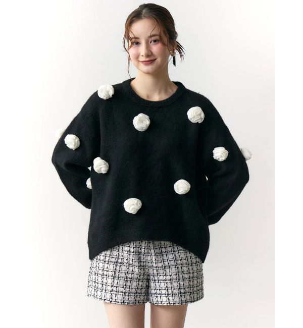 CALNAMUR「バラモチーフニット」|ニット・セーター|