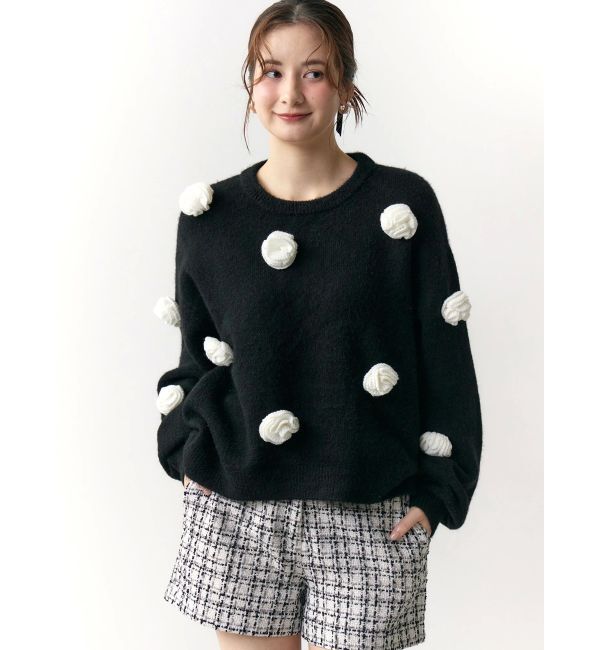 CALNAMUR「バラモチーフニット」|ニット・セーター|