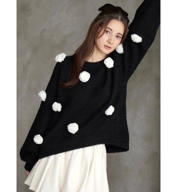CALNAMUR「バラモチーフニット」|ニット・セーター|