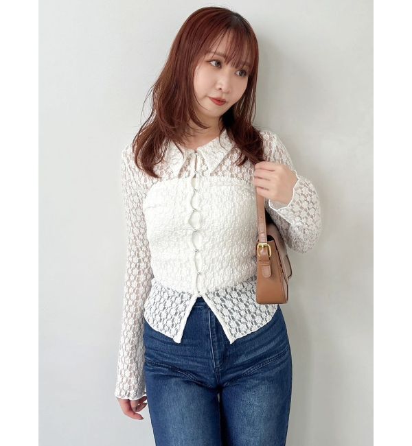 dazzlin「シュリンクレースコンパクトシャツ」|シャツ・ブラウス|