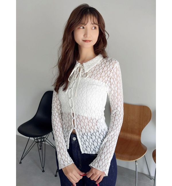 dazzlin「シュリンクレースコンパクトシャツ」|シャツ・ブラウス|