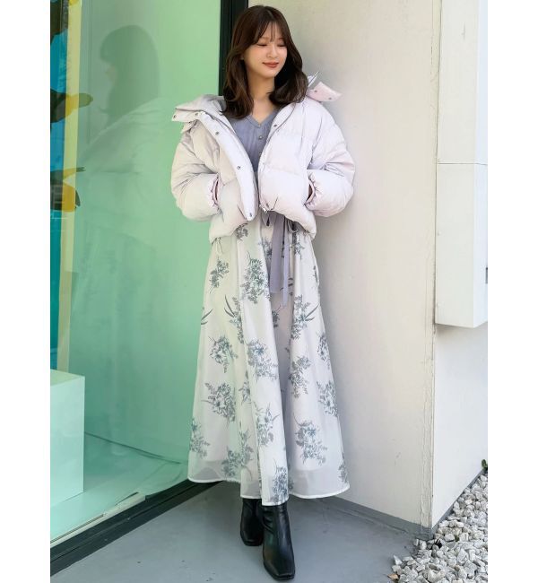 MERCURYDUO「ブーケ花柄ニットドッキングワンピース」|ワンピース|