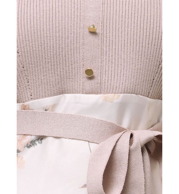 MERCURYDUO「ブーケ花柄ニットドッキングワンピース」|ワンピース|