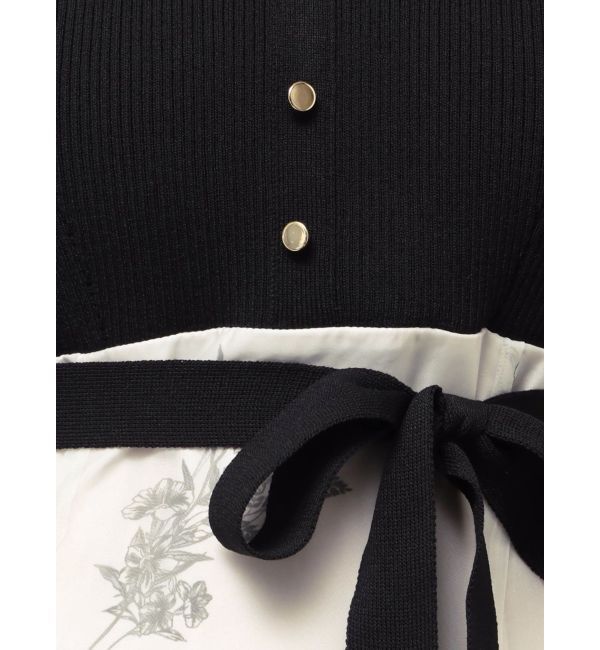 MERCURYDUO「ブーケ花柄ニットドッキングワンピース」|ワンピース|