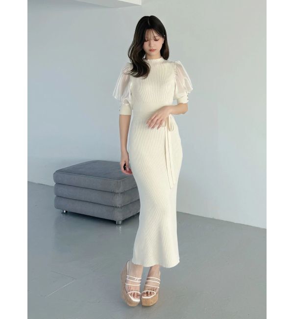 MERCURYDUO「異素材スリーブリブマーメイドワンピース」|ワンピース|