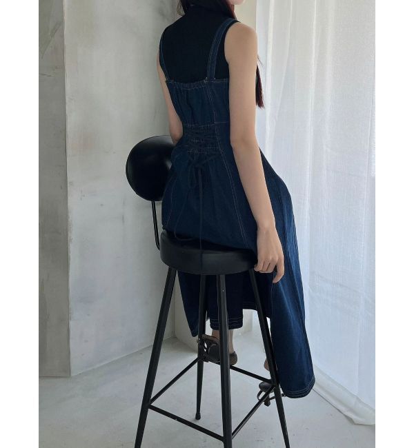 MERCURYDUO「デニムフィットアンドフレアバックレースアップジャン」|ワンピース|