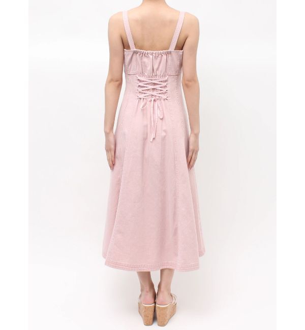 MERCURYDUO「デニムフィットアンドフレアバックレースアップジャン」|ワンピース|