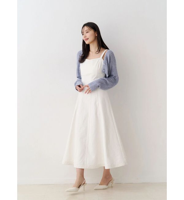 MERCURYDUO「デニムフィットアンドフレアバックレースアップジャン」|ワンピース|