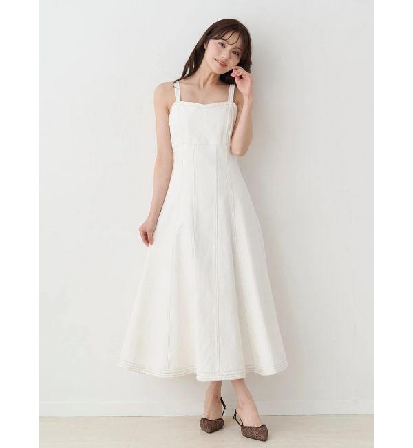 MERCURYDUO「デニムフィットアンドフレアバックレースアップジャン」|ワンピース|