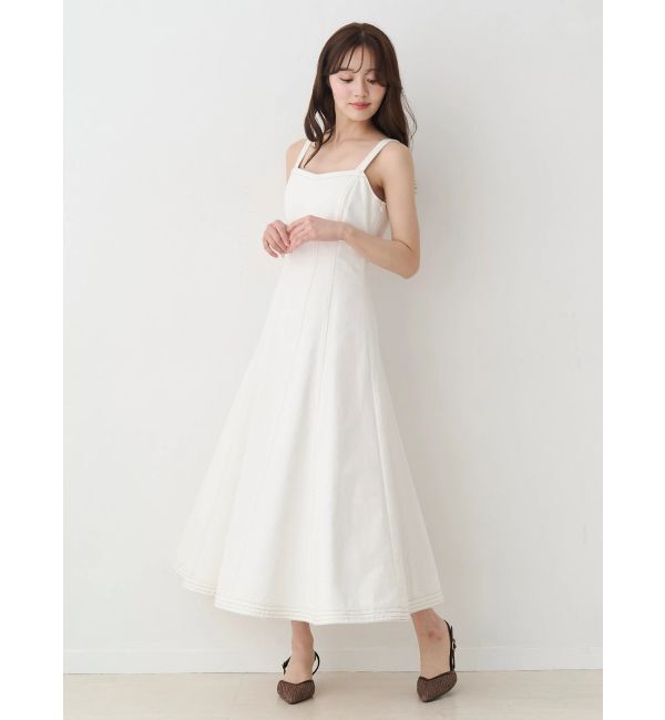 MERCURYDUO「デニムフィットアンドフレアバックレースアップジャン」|ワンピース|