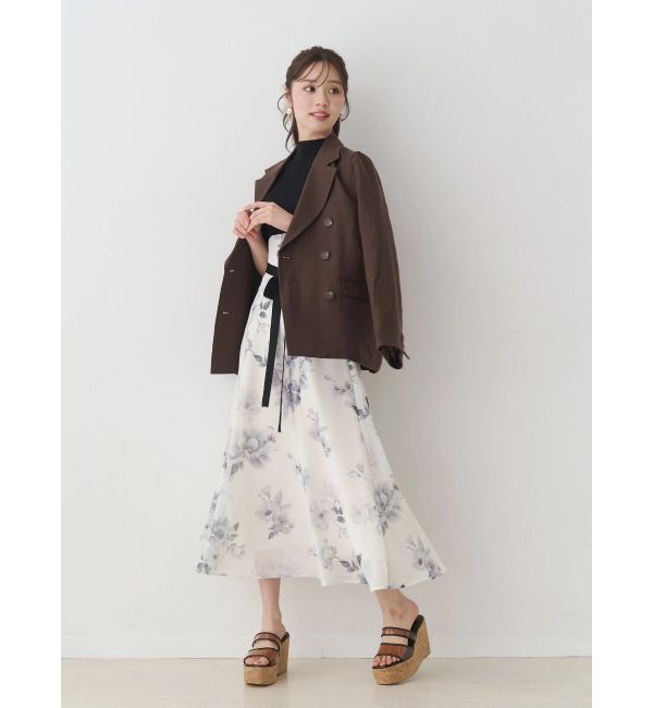 MERCURYDUO「花柄ドッキングハーフスリーブワンピース」|ワンピース|