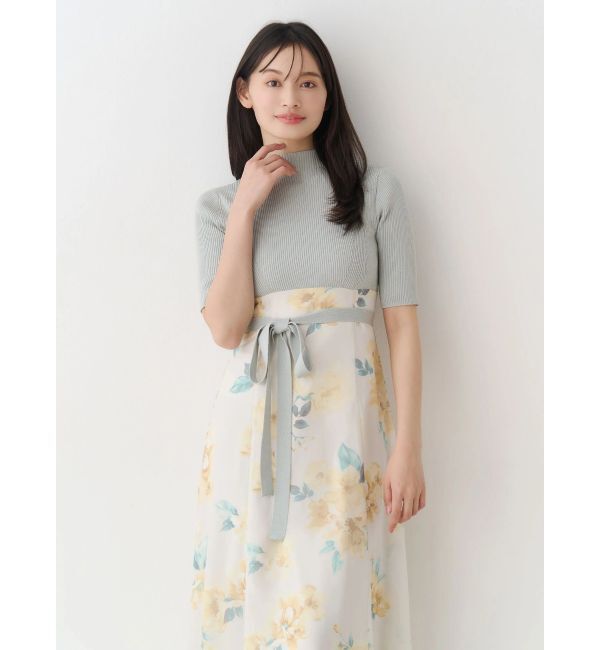 MERCURYDUO「花柄ドッキングハーフスリーブワンピース」|ワンピース|