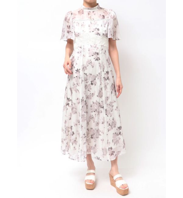 MERCURYDUO「シャイニープリントレースブロッキングワンピース」|ワンピース|