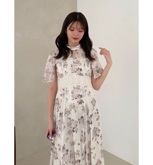 MERCURYDUO「シャイニープリントレースブロッキングワンピース」|ワンピース|