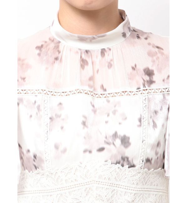 MERCURYDUO「シャイニープリントレースブロッキングワンピース」|ワンピース|