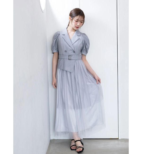 MERCURYDUO「ジャケットドッキングワンピース」|ワンピース|グレー