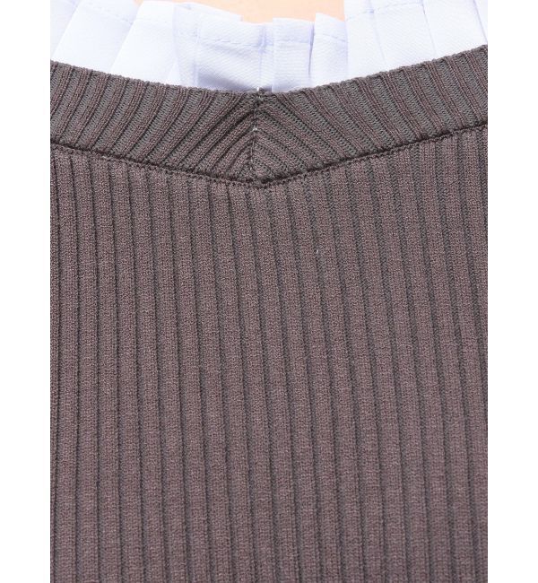 MERCURYDUO「異素材プリーツオフショルミニニットワンピース」|ワンピース|