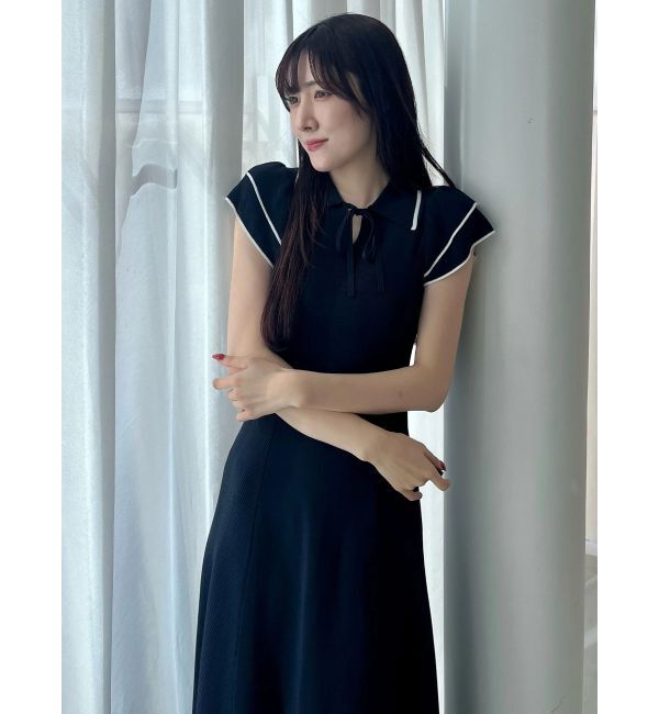 MERCURYDUO「ポロ衿ラッフルニットワンピース」|ワンピース|