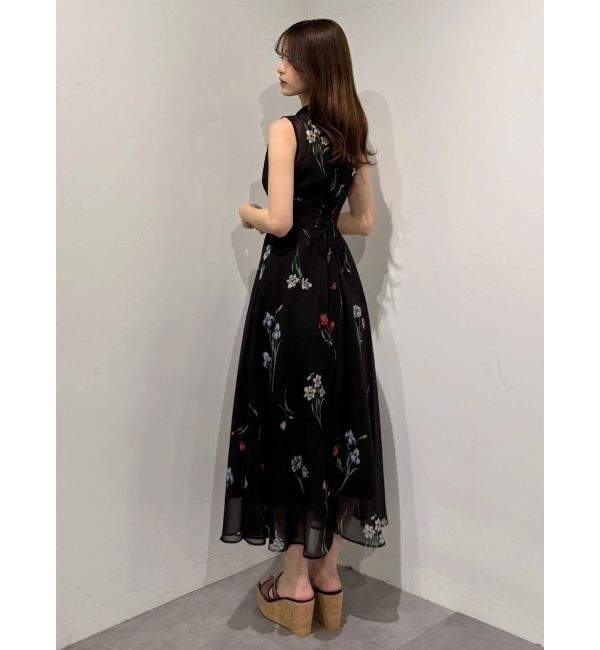 MERCURYDUO「花柄バックレースアップワンピース」|ワンピース|