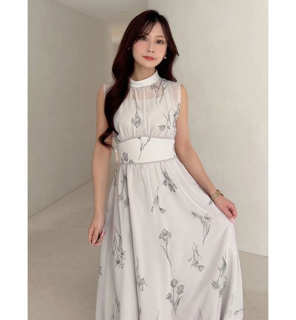 MERCURYDUO「花柄バックレースアップワンピース」|ワンピース|