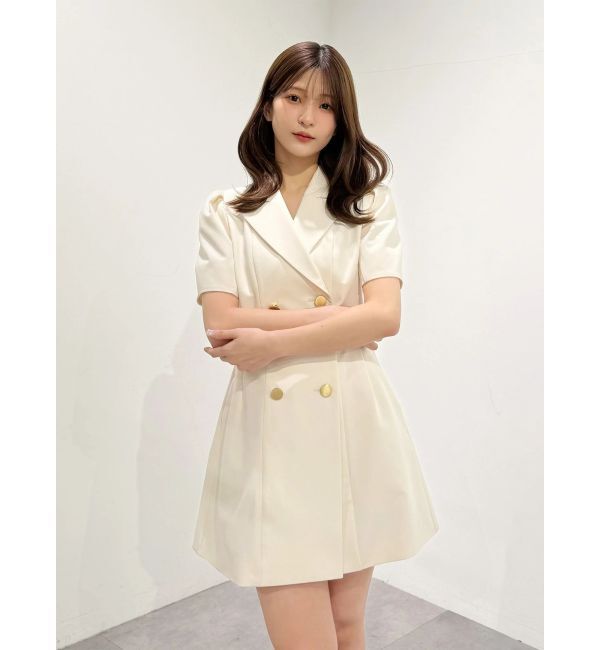 MERCURYDUO「ハーフスリーブフィットアンドフレアジャケットワンピース」|ワンピース|