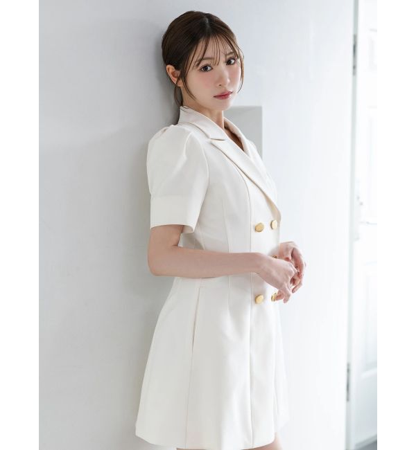 MERCURYDUO「ハーフスリーブフィットアンドフレアジャケットワンピース」|ワンピース|