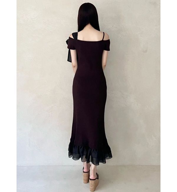 MERCURYDUO「ワンショルリボンティアードニットワンピース」|ワンピース|